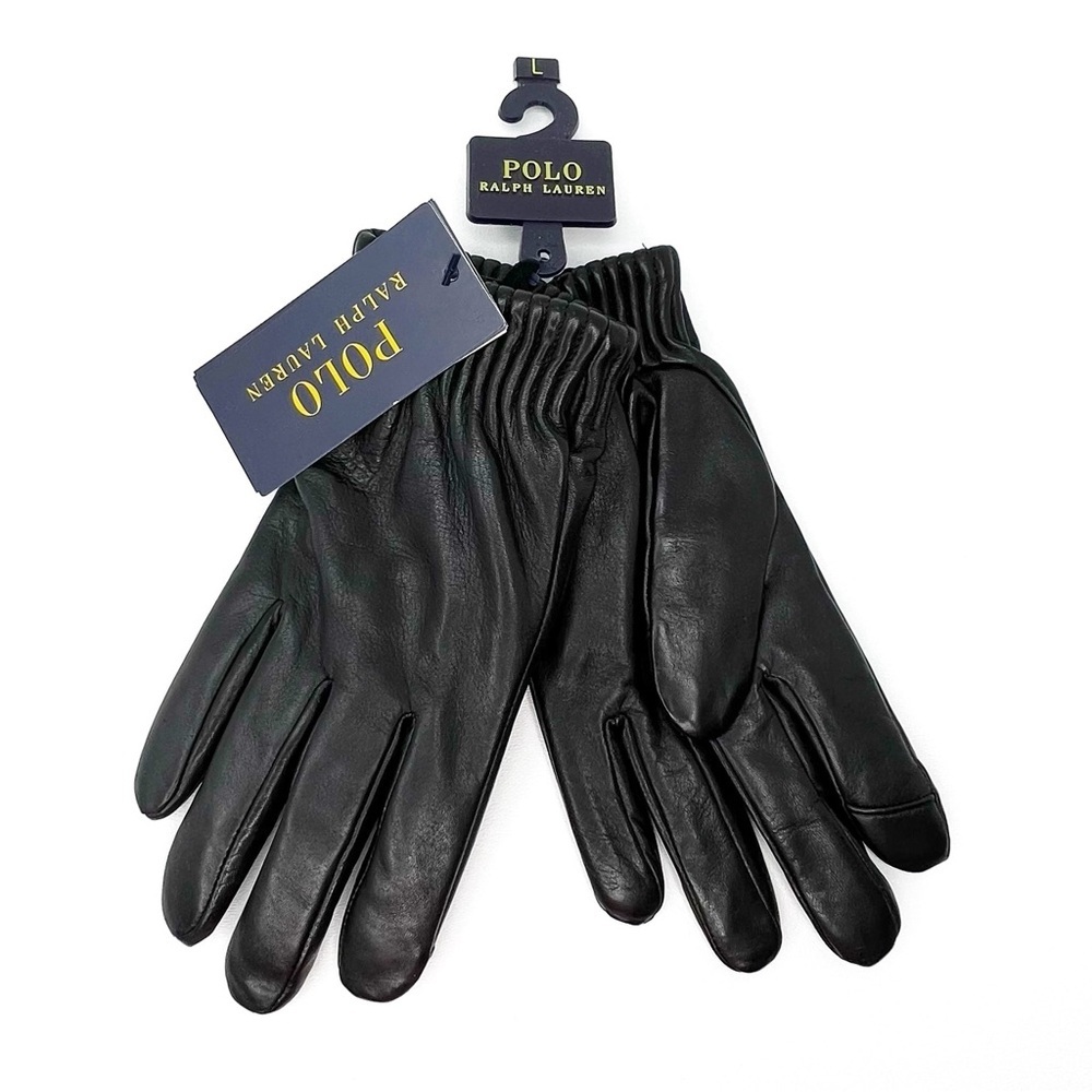 Polo Ralph Lauren Womens Sheepskin Leather Gloves Black Thinsulate Lined New NWT